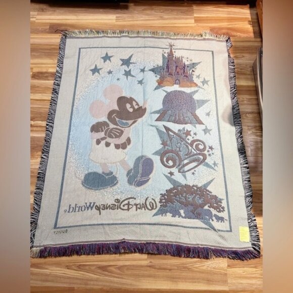 Disney World Mickey Mouse 48" X 60" Tapestry Fringe Edge Throw Blanket - Picture 4 of 5
